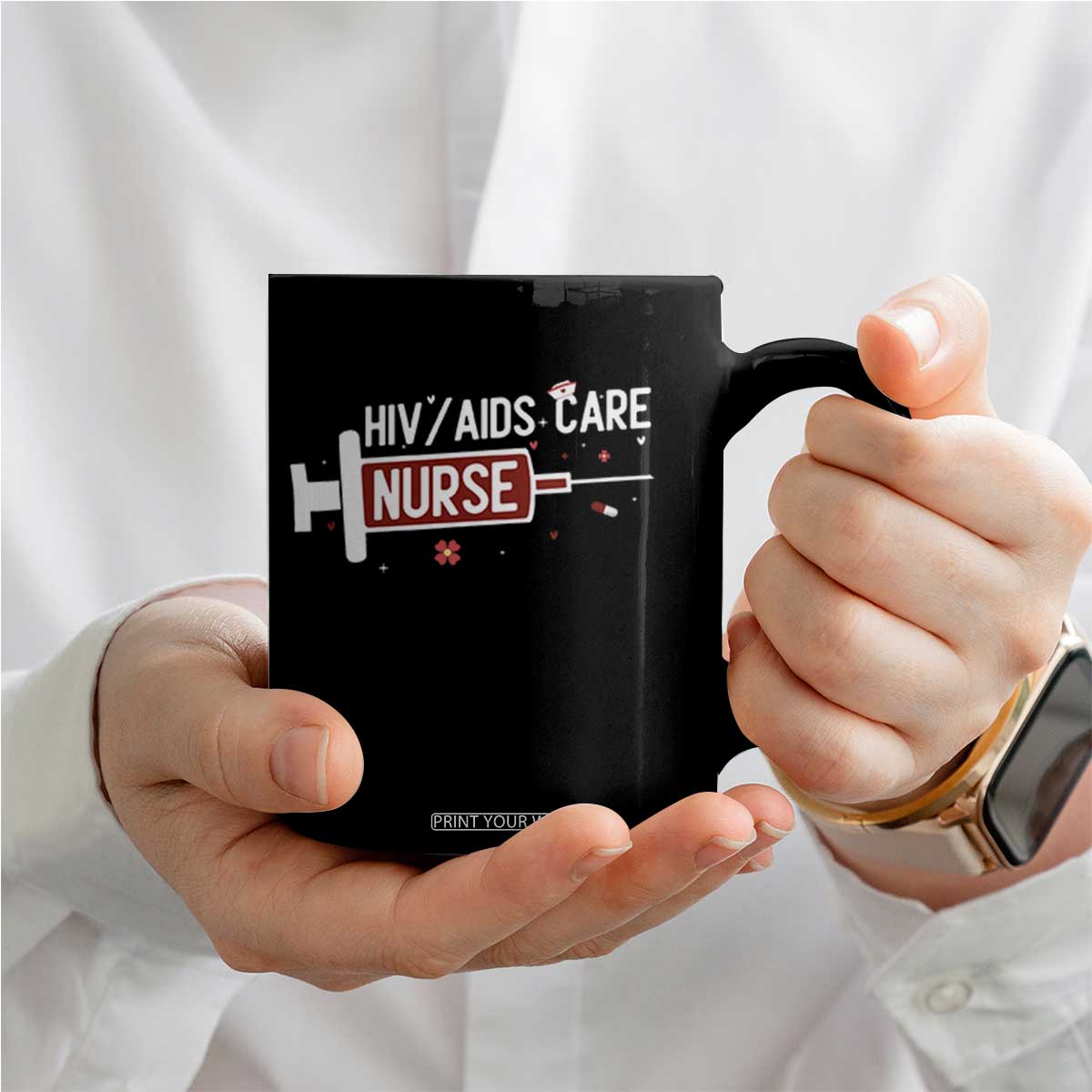 HIV AIDS Care Nurse Coffee Mug Red Ribbon Support Gift TS12 Print Your Wear