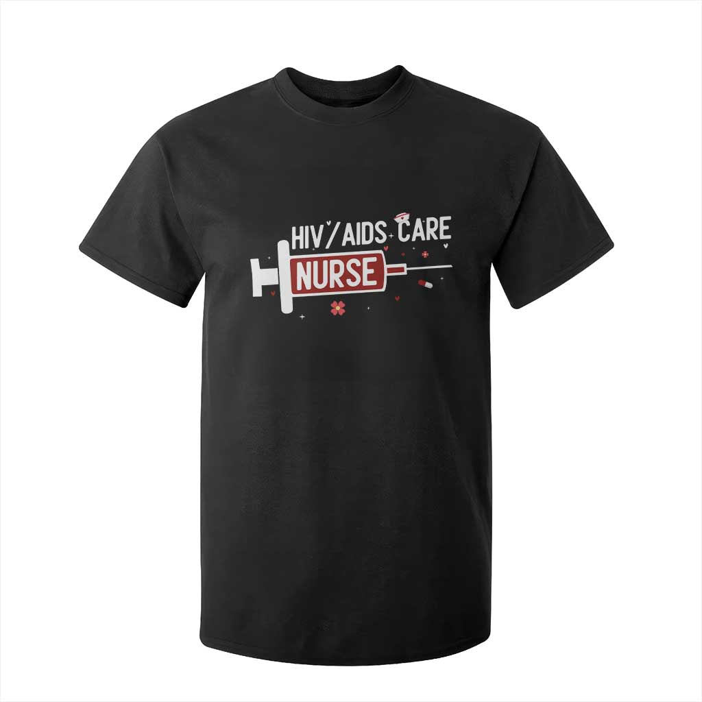 HIV AIDS Care Nurse T Shirt For Kid Red Ribbon Support Gift TS12 Black Print Your Wear
