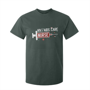 HIV AIDS Care Nurse T Shirt For Kid Red Ribbon Support Gift TS12 Dark Forest Green Print Your Wear
