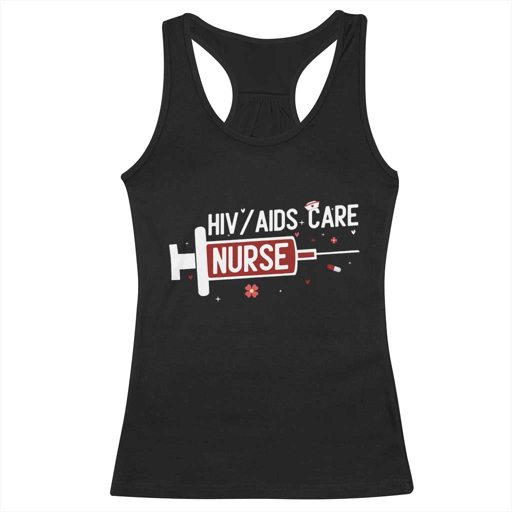 HIV AIDS Care Nurse Racerback Tank Top Red Ribbon Support Gift TS12 Black Print Your Wear