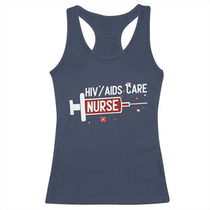 HIV AIDS Care Nurse Racerback Tank Top Red Ribbon Support Gift TS12 Navy Print Your Wear