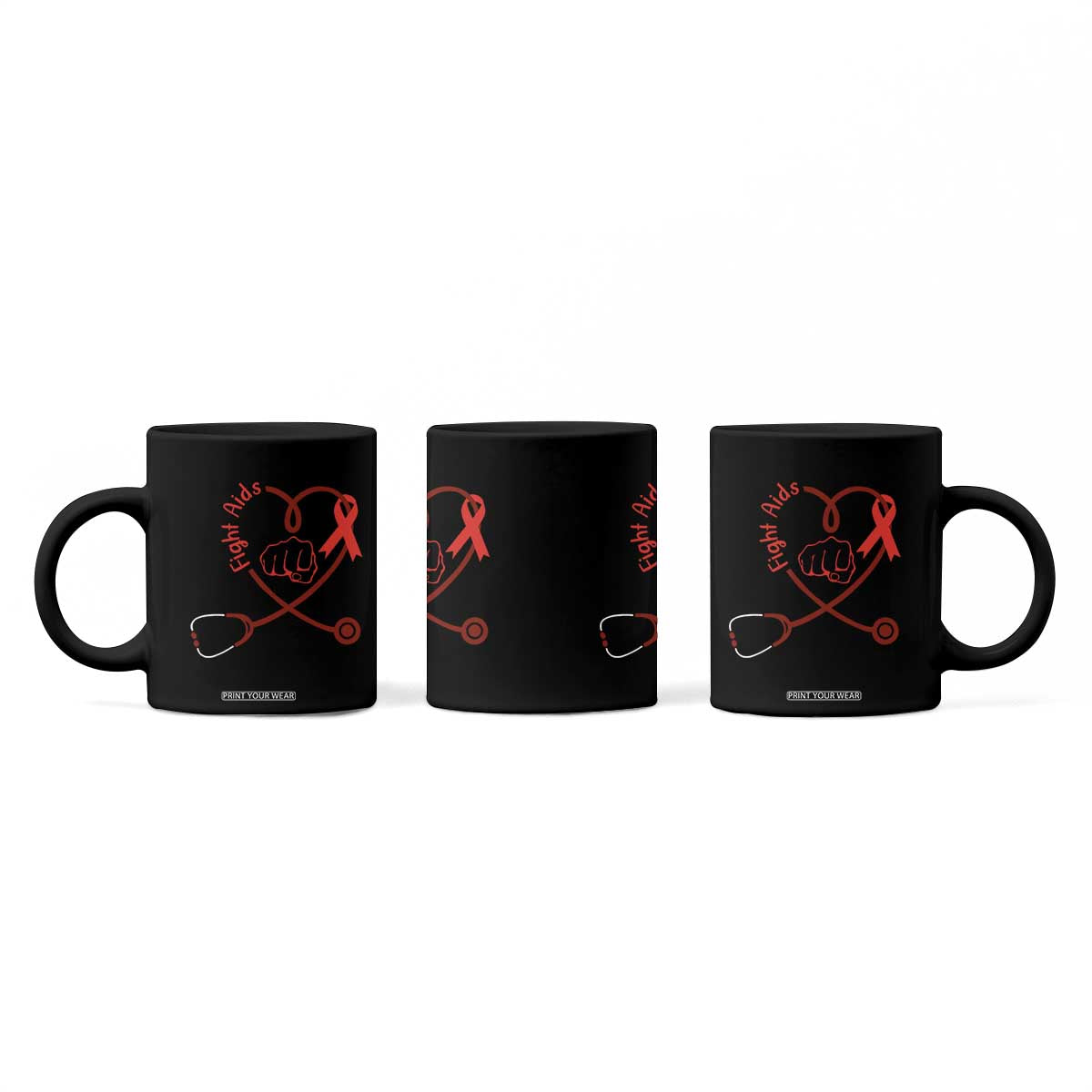 Fight AIDS Nurse Coffee Mug Red Ribbon HIV Awareness Gift TS12 Print Your Wear
