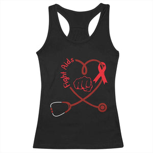 Fight AIDS Nurse Racerback Tank Top Red Ribbon HIV Awareness Gift TS12 Black Print Your Wear