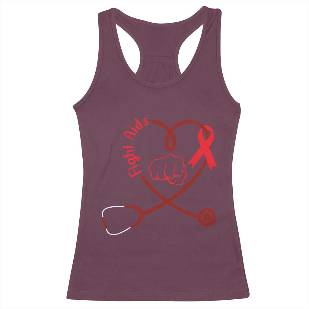 Fight AIDS Nurse Racerback Tank Top Red Ribbon HIV Awareness Gift TS12 Maroon Print Your Wear