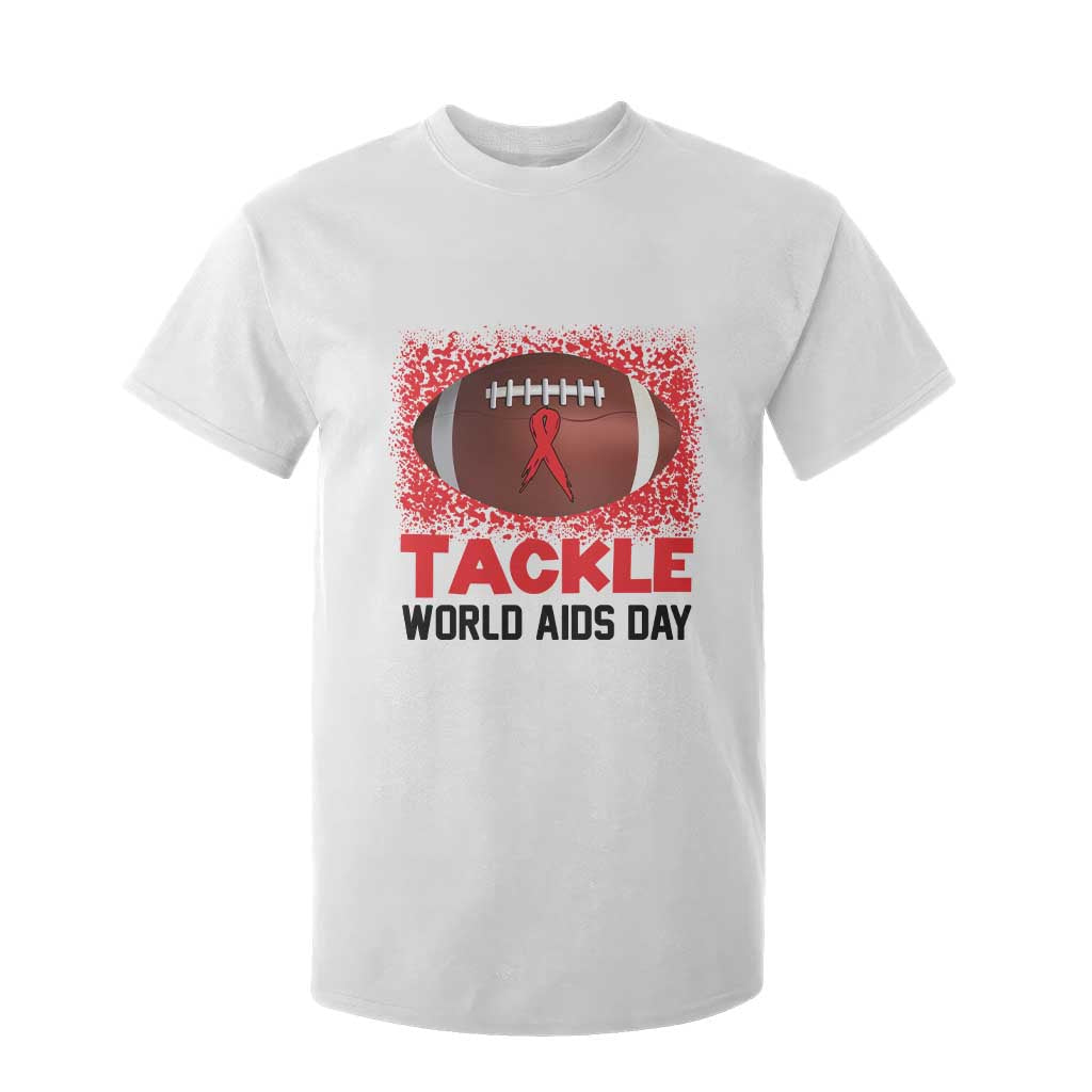 Tackle World AIDS Day T Shirt For Kid Football HIV Awareness Red Ribbon TS12 White Print Your Wear
