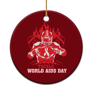 AIDS Awareness Ceramic Ornament Ribbon HIV Tackle Football Gift TS12 1pc Red Print Your Wear