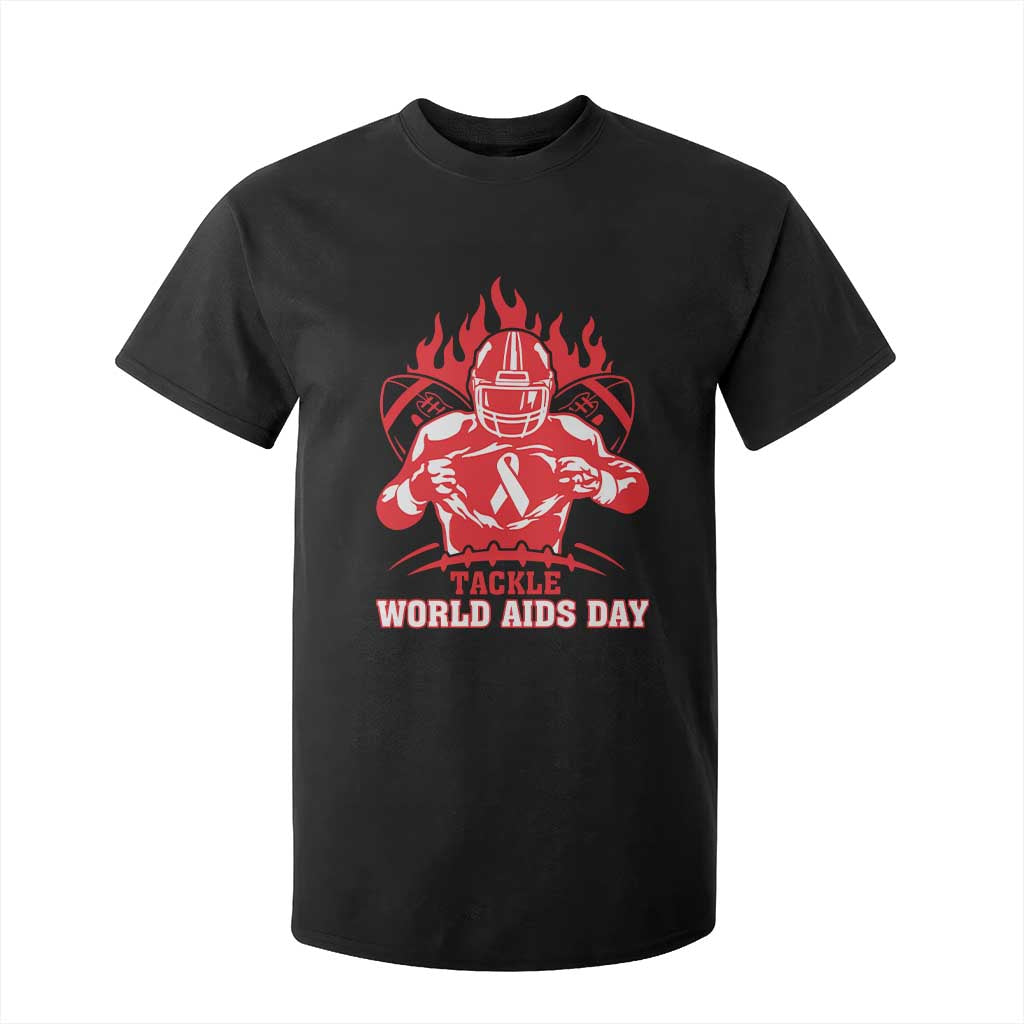 AIDS Awareness T Shirt For Kid Ribbon HIV Tackle Football Gift TS12 Black Print Your Wear