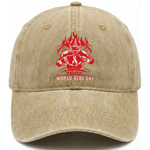 AIDS Awareness Washed Cotton Baseball Cap Ribbon HIV Tackle Football Gift TS12 Print Your Wear