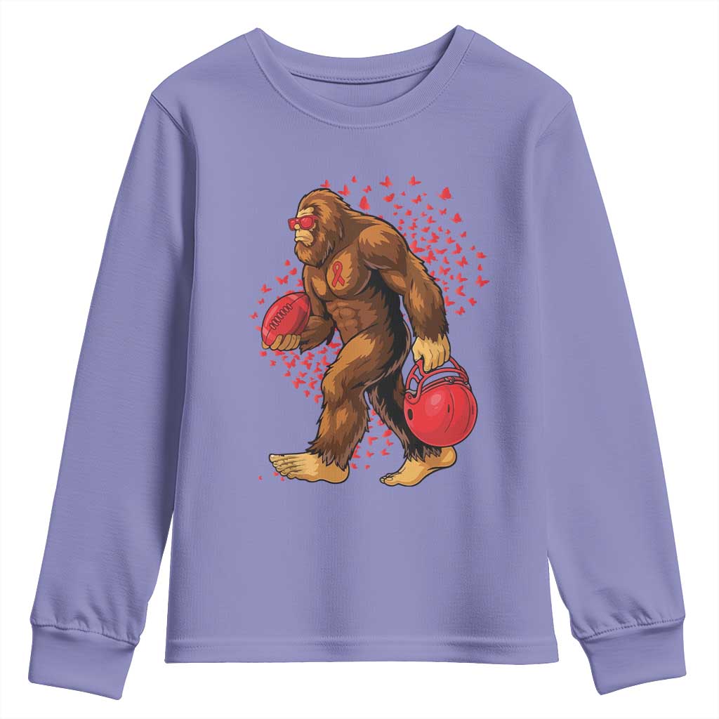 Funny Bigfoot Football Youth Sweatshirt Support HIV Awareness Gift TS12 Violet Print Your Wear
