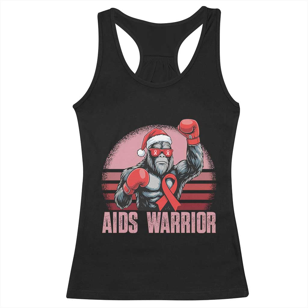 Christmas Santa Bigfoot HIV Awareness Racerback Tank Top Retro Vintage Style Gift TS12 Black Print Your Wear