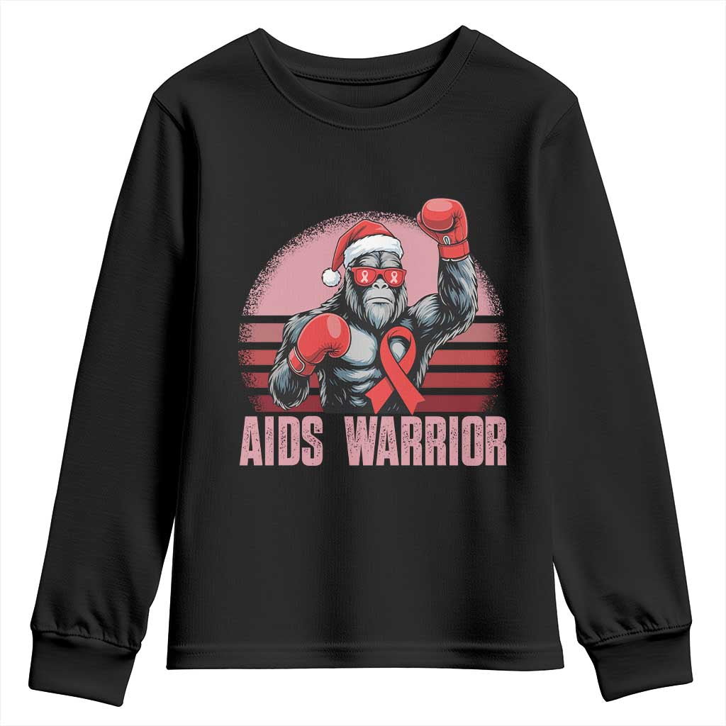 Christmas Santa Bigfoot HIV Awareness Youth Sweatshirt Retro Vintage Style Gift TS12 Black Print Your Wear