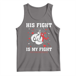 His Fight My Fight HIV Warrior Tank Top Red Ribbon Boxing Gift TS12 Deep Heather Print Your Wear