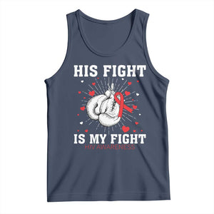 His Fight My Fight HIV Warrior Tank Top Red Ribbon Boxing Gift TS12 Navy Print Your Wear