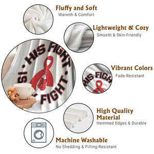 HIV Warrior His Fight My Fight Throw Blanket Red Ribbon Boxing Gift TS12 Print Your Wear