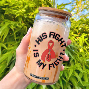 HIV Warrior His Fight My Fight Glass Can Red Ribbon Boxing Gift TS12 White Print Your Wear