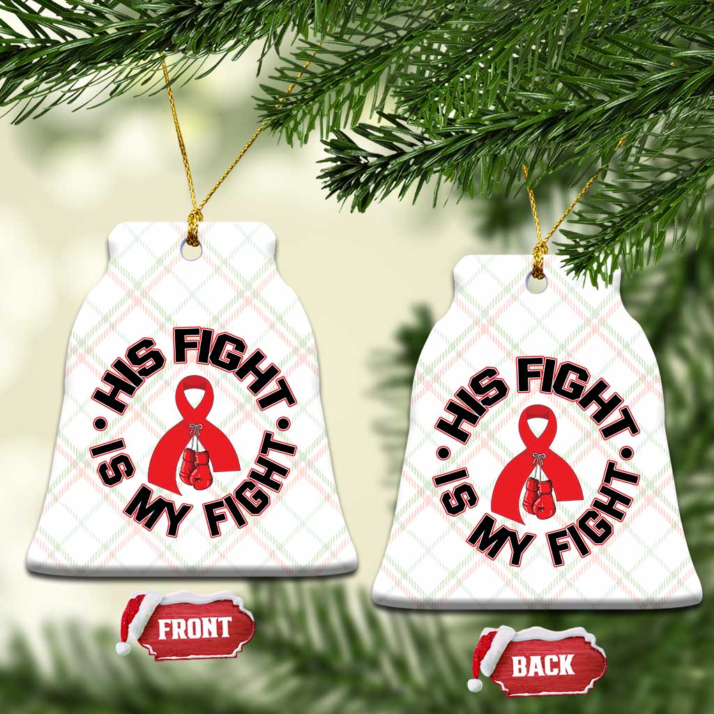 HIV Warrior His Fight My Fight Ceramic Ornament Red Ribbon Boxing Gift TS12 Print Your Wear