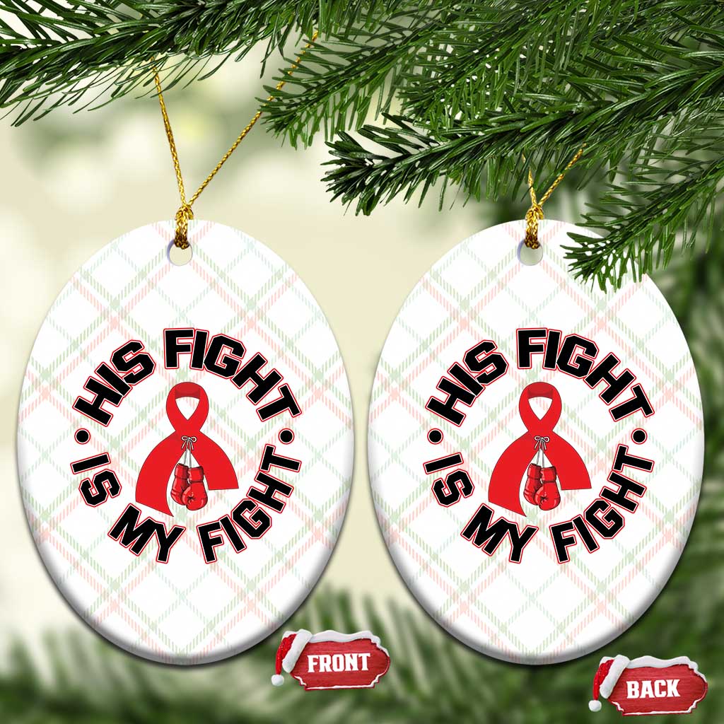 HIV Warrior His Fight My Fight Ceramic Ornament Red Ribbon Boxing Gift TS12 Print Your Wear
