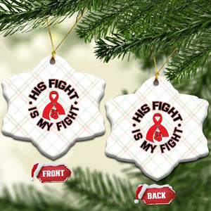 HIV Warrior His Fight My Fight Ceramic Ornament Red Ribbon Boxing Gift TS12 Print Your Wear