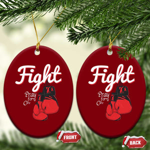 Fight Pray For A Cure Ceramic Ornament Red Ribbon HIV Awareness Boxing Gift TS12 Print Your Wear