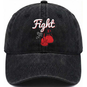 Fight Pray For A Cure Washed Cotton Baseball Cap Red Ribbon HIV Awareness Boxing Gift TS12 Print Your Wear