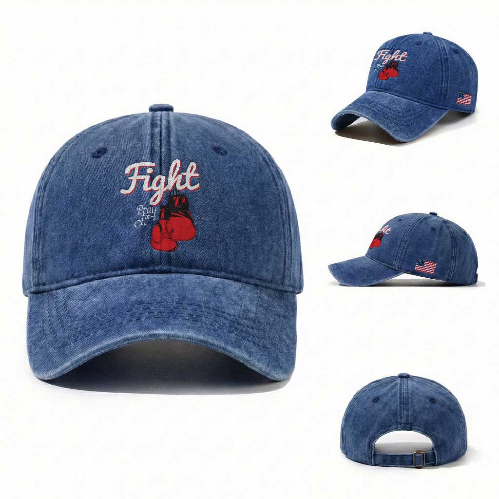 Fight Pray For A Cure Washed Cotton Baseball Cap Red Ribbon HIV Awareness Boxing Gift TS12 Washed Cap Universal Fit Royal Blue Print Your Wear