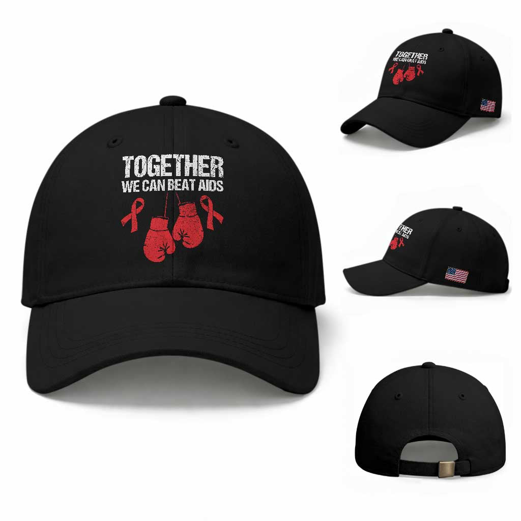 Together We Can Beat AIDS Baseball Cap Boxing HIV Awareness Gift TS12 Baseball Cap Universal Fit Black Print Your Wear