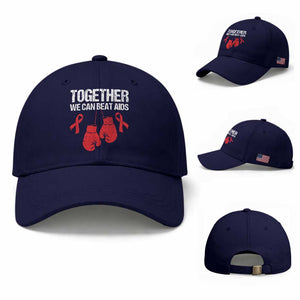 Together We Can Beat AIDS Baseball Cap Boxing HIV Awareness Gift TS12 Baseball Cap Universal Fit Dark Blue Print Your Wear