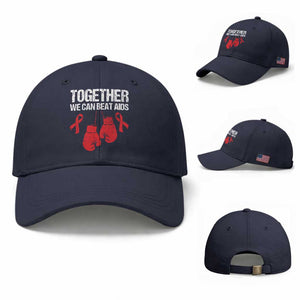Together We Can Beat AIDS Baseball Cap Boxing HIV Awareness Gift TS12 Baseball Cap Universal Fit Navy Print Your Wear