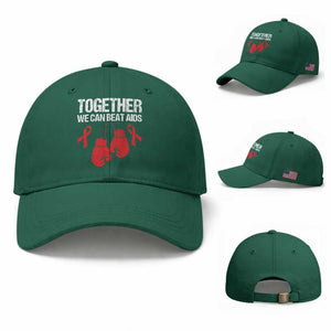 Together We Can Beat AIDS Baseball Cap Boxing HIV Awareness Gift TS12 Baseball Cap Universal Fit Irish Green Print Your Wear