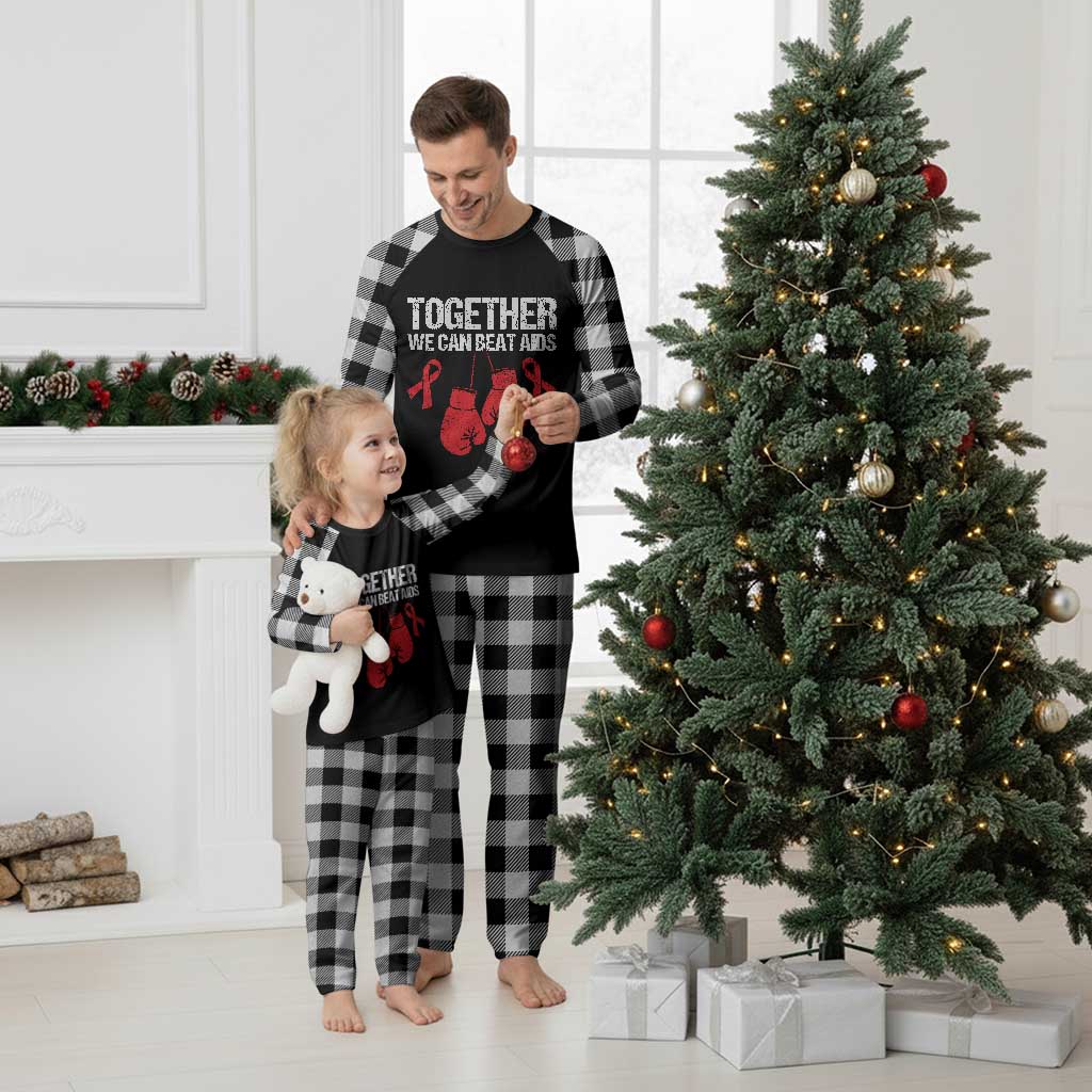 Together We Can Beat AIDS Plaid Pajama Set Boxing HIV Awareness Gift TS12 White Plaid Print Your Wear