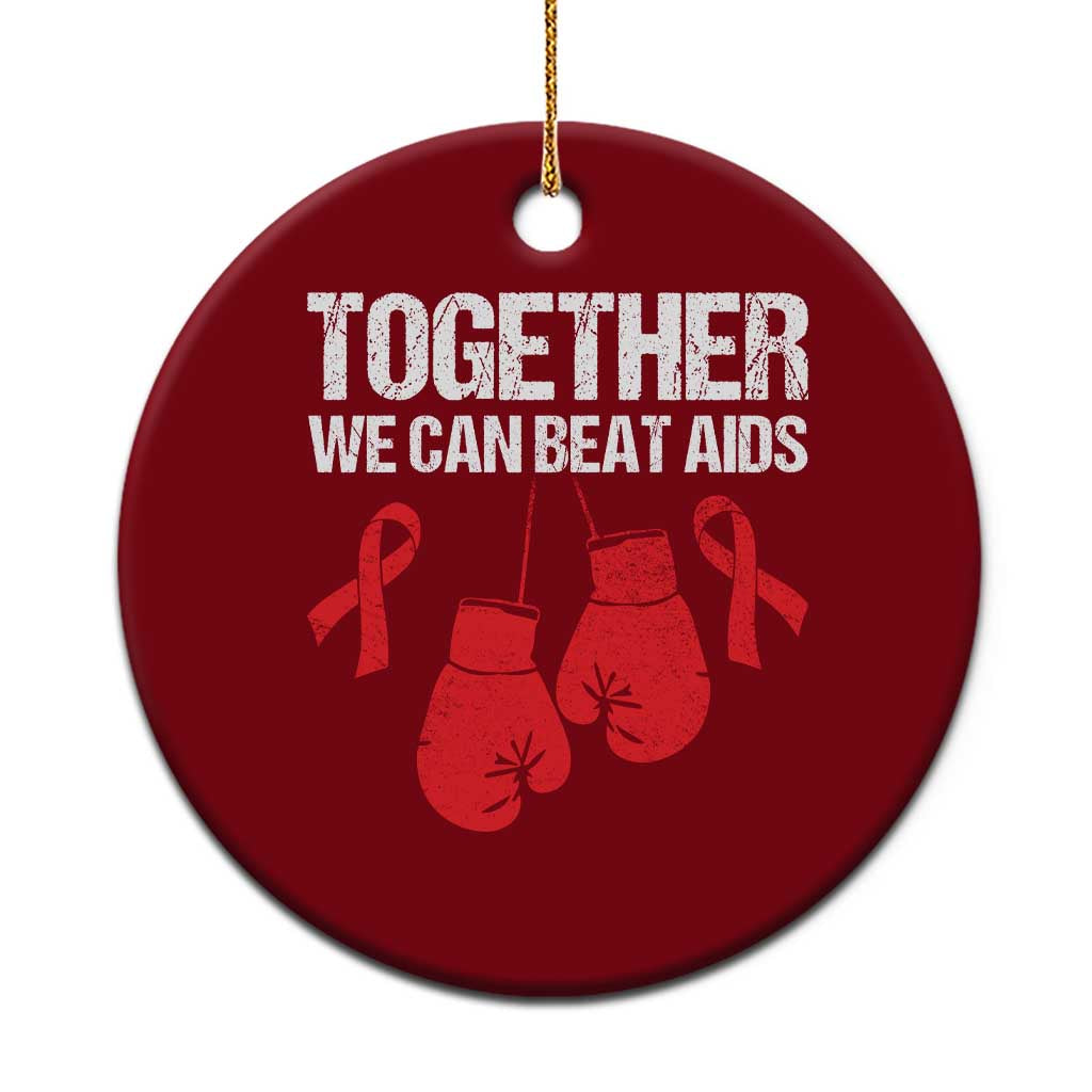 Together We Can Beat AIDS Ceramic Ornament Boxing HIV Awareness Gift TS12 1pc Red Print Your Wear