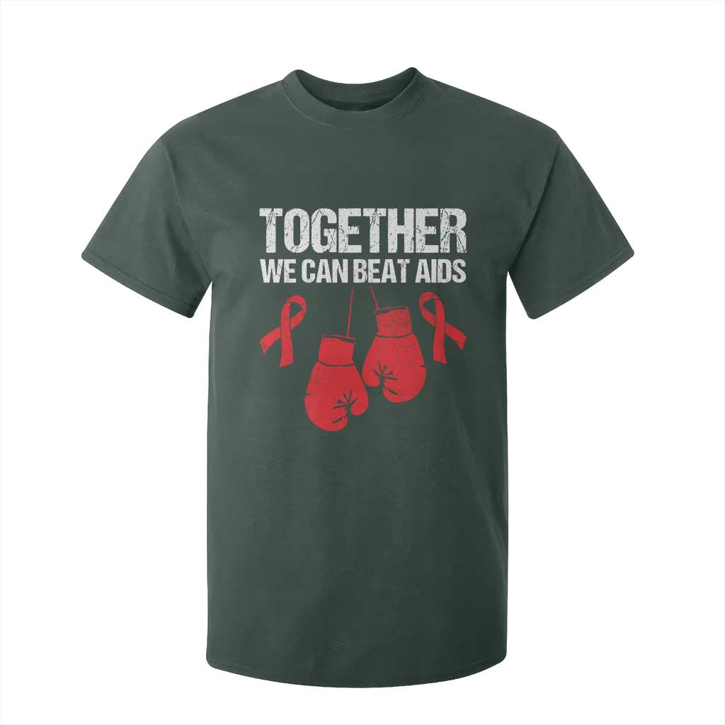 Together We Can Beat AIDS T Shirt For Kid Boxing HIV Awareness Gift TS12 Dark Forest Green Print Your Wear