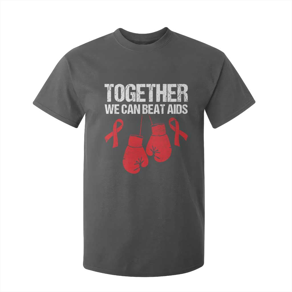 Together We Can Beat AIDS T Shirt For Kid Boxing HIV Awareness Gift TS12 Dark Heather Print Your Wear