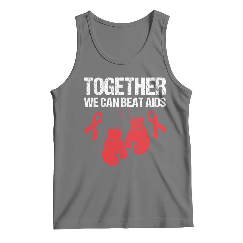 Together We Can Beat AIDS Tank Top Boxing HIV Awareness Gift TS12 Black Heather Print Your Wear