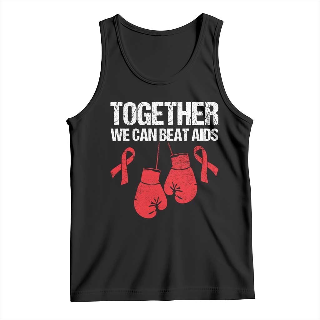 Together We Can Beat AIDS Tank Top Boxing HIV Awareness Gift TS12 Black Print Your Wear