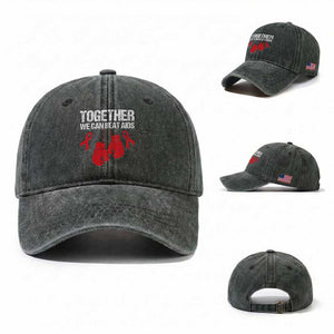 Together We Can Beat AIDS Washed Cotton Baseball Cap Boxing HIV Awareness Gift TS12 Washed Cap Universal Fit Dark Green Print Your Wear