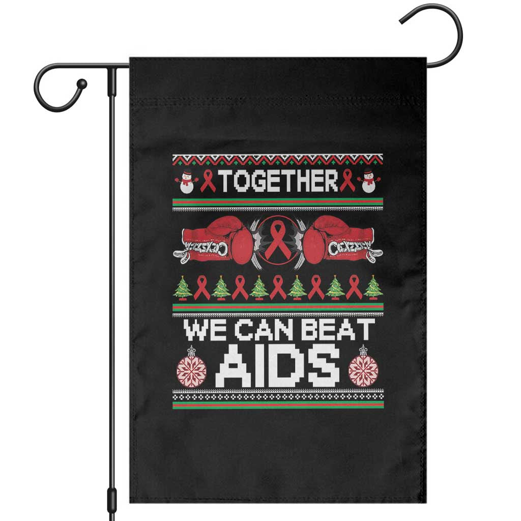 Together We Can Beat AIDS Garden Flag HIV Awareness Boxing Ugly Sweater Gift TS12 Black Print Your Wear