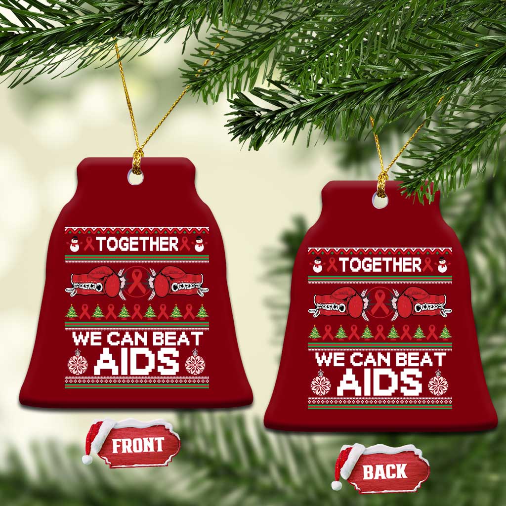 Together We Can Beat AIDS Ceramic Ornament HIV Awareness Boxing Ugly Sweater Gift TS12 Print Your Wear