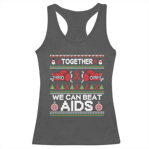 Together We Can Beat AIDS Racerback Tank Top HIV Awareness Boxing Ugly Sweater Gift TS12 Dark Heather Print Your Wear
