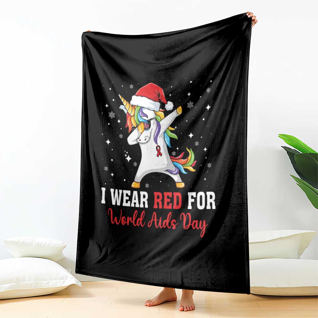 I Wear Red For World AIDS Day Throw Blanket Santa Unicorn Dabbing Christmas Gift TS12 Print Your Wear