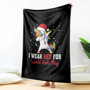 I Wear Red For World AIDS Day Throw Blanket Santa Unicorn Dabbing Christmas Gift TS12 Print Your Wear