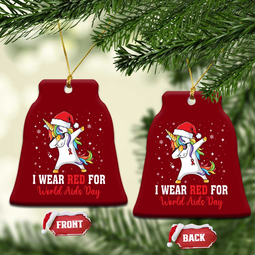 I Wear Red For World AIDS Day Ceramic Ornament Santa Unicorn Dabbing Xmas Gift TS12 Print Your Wear