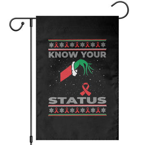 Funny Know Your Status Green Hand Garden Flag Red Ribbon HIV Ugly Sweater Gift TS12 Black Print Your Wear