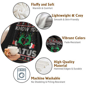 Know Your Status HIV Awareness Gift Throw Blanket Ugly Sweater Green Hand Red Ribbon TS12 Print Your Wear
