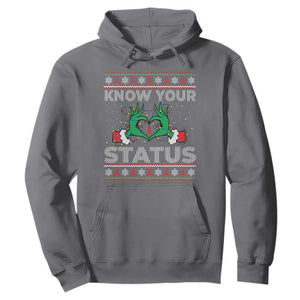 Know Your Status HIV Awareness Gift Hoodie Ugly Sweater Green Hand Red Ribbon TS12 Charcoal Print Your Wear