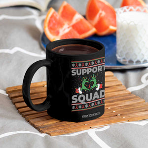 Support Squad HIV Awareness Gift Coffee Mug Green Hand Red Ribbon Ugly Sweater Christmas Gift TS12 Print Your Wear