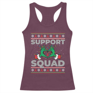 Support Squad HIV Awareness Gift Racerback Tank Top Green Hand Red Ribbon Ugly Sweater Christmas Gift TS12 Maroon Print Your Wear