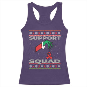 Funny Green Hand Red Ribbon HIV Awareness Racerback Tank Top Support Squad Ugly Sweater Gift TS12 Purple Print Your Wear