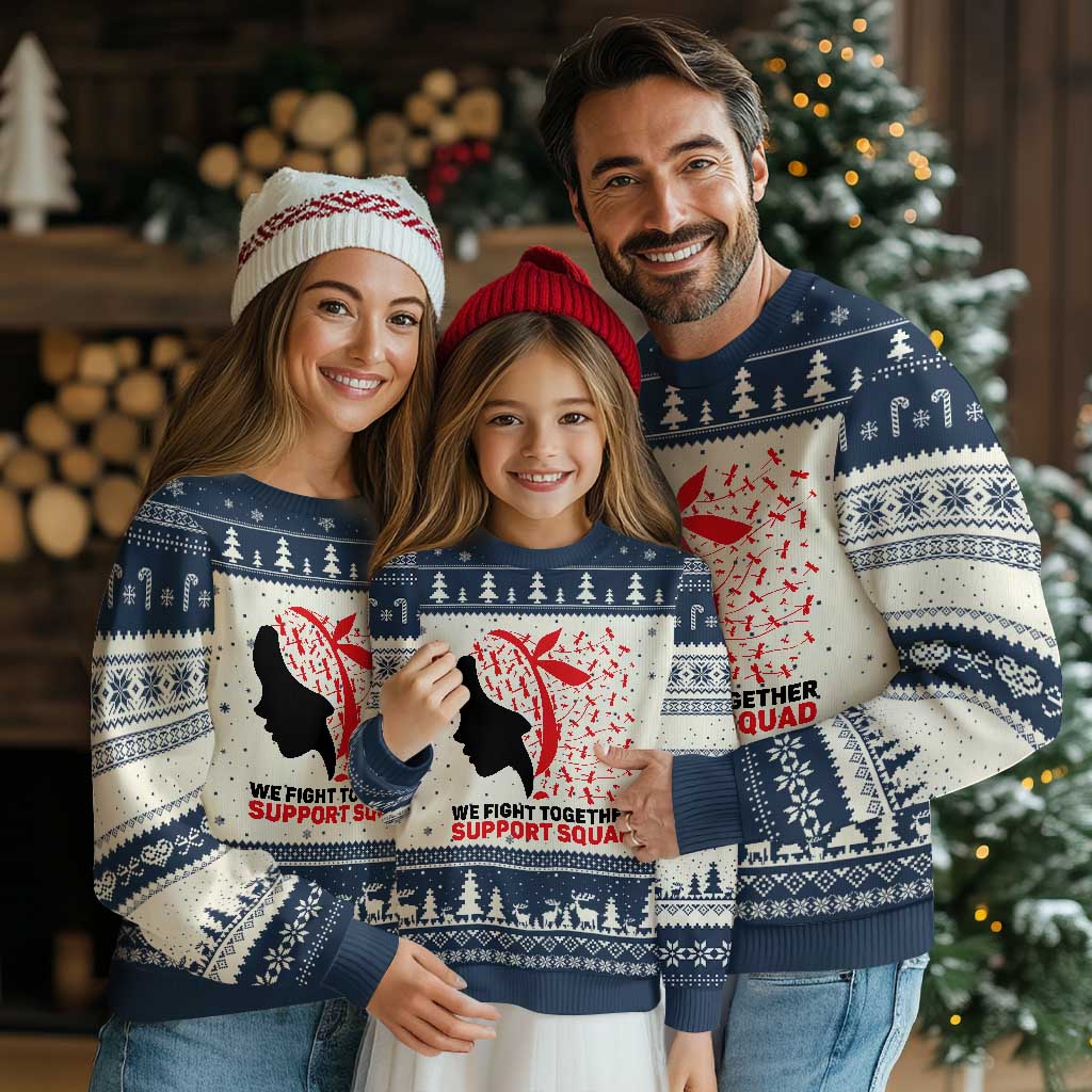 We Fight Together Support Squad Ugly Christmas Sweater HIV Awareness Dragonfly Gift TS12 Beige Navy Print Your Wear