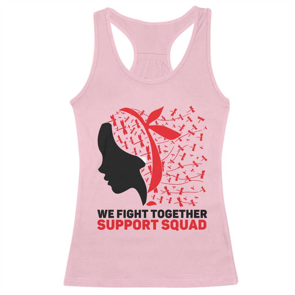 We Fight Together Support Squad Racerback Tank Top HIV Awareness Dragonfly Gift TS12 Light Pink Print Your Wear